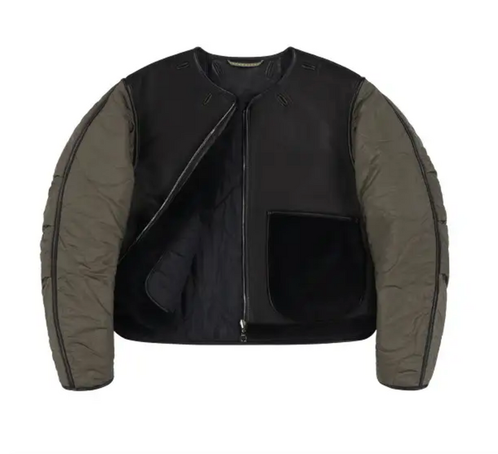 Marfa Stance Leather Shearling Cropped Aviator Quilt