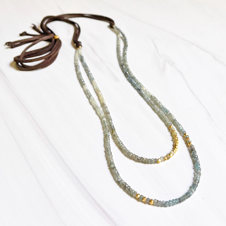 Kortum Necklace with Leather Labradorite