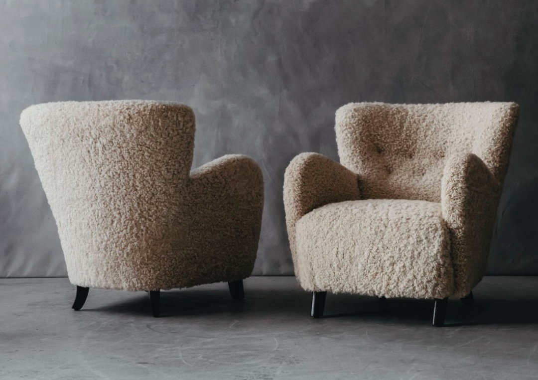 Angled Sheepskin Chairs | Set of 2